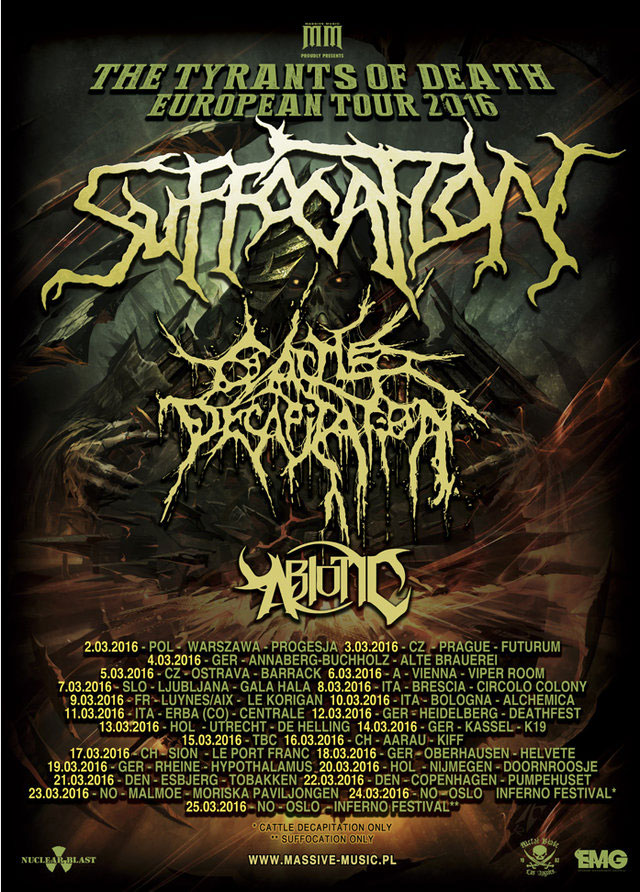 Suffocation Europa Tour 2016