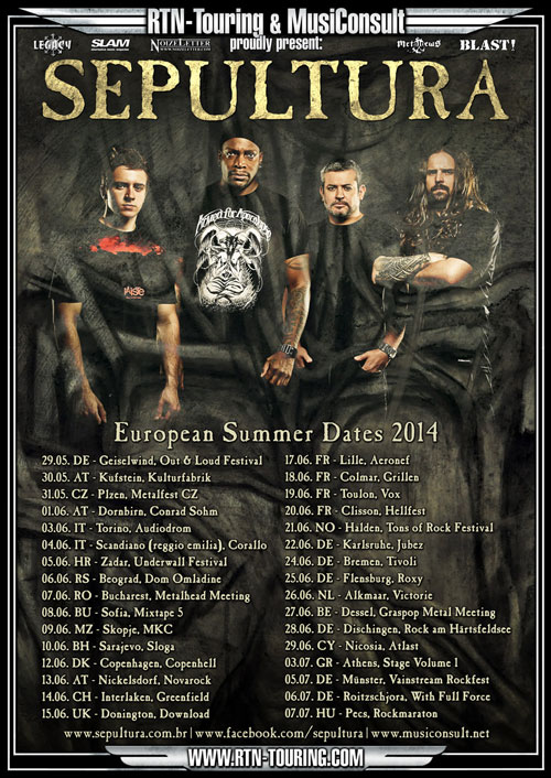 Sepultura Sommer Tour 2014